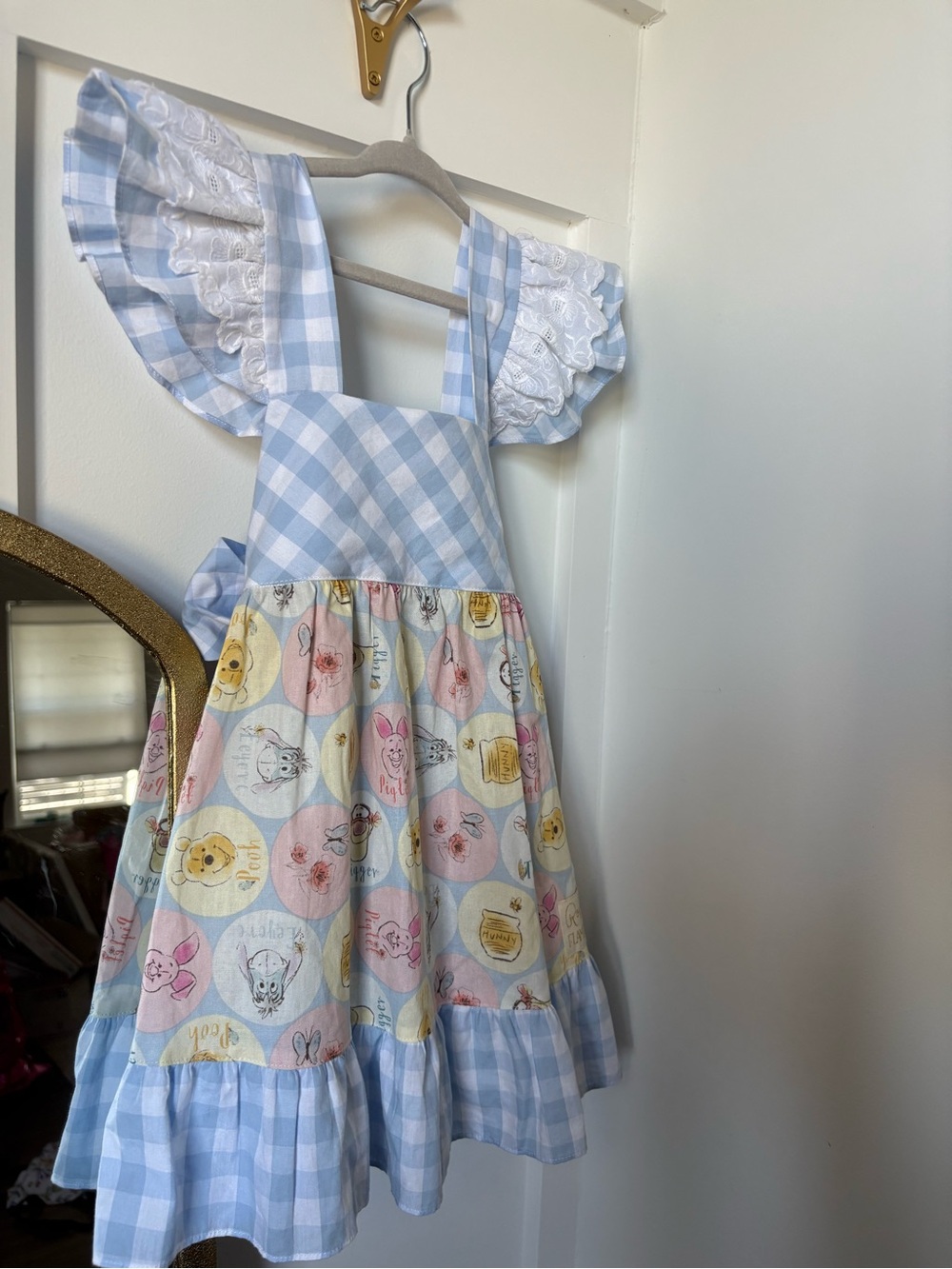 Rosa Flamenco Disney Winnie The Pooh Blue Gingham & lace dress top